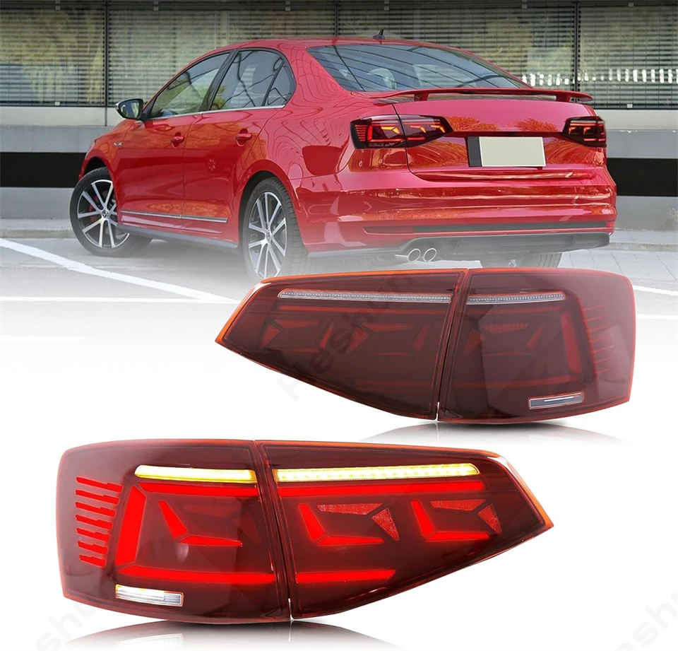 Zadné svetlá pre VW Volkswagen Jetta MK6 2015 2016-2018 Zadné oslavy LED TACK TACH SVETLO SMOKED Taillight Taillamp Zostava brzdových žiaroviek