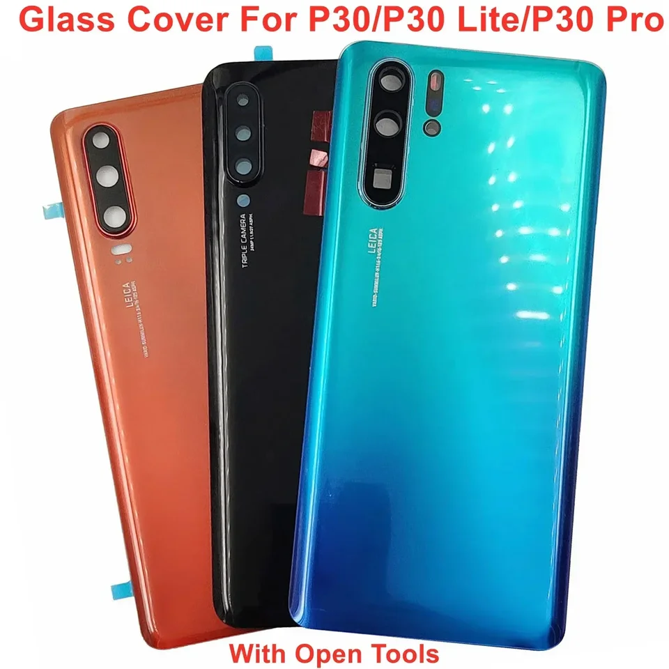 Zadné veko zadných dverí pre Huawei P30 P30 LITE P30 Pro Tvrdý kryt zadného krytu krytu panela s obalom na fotoaparát prilepený