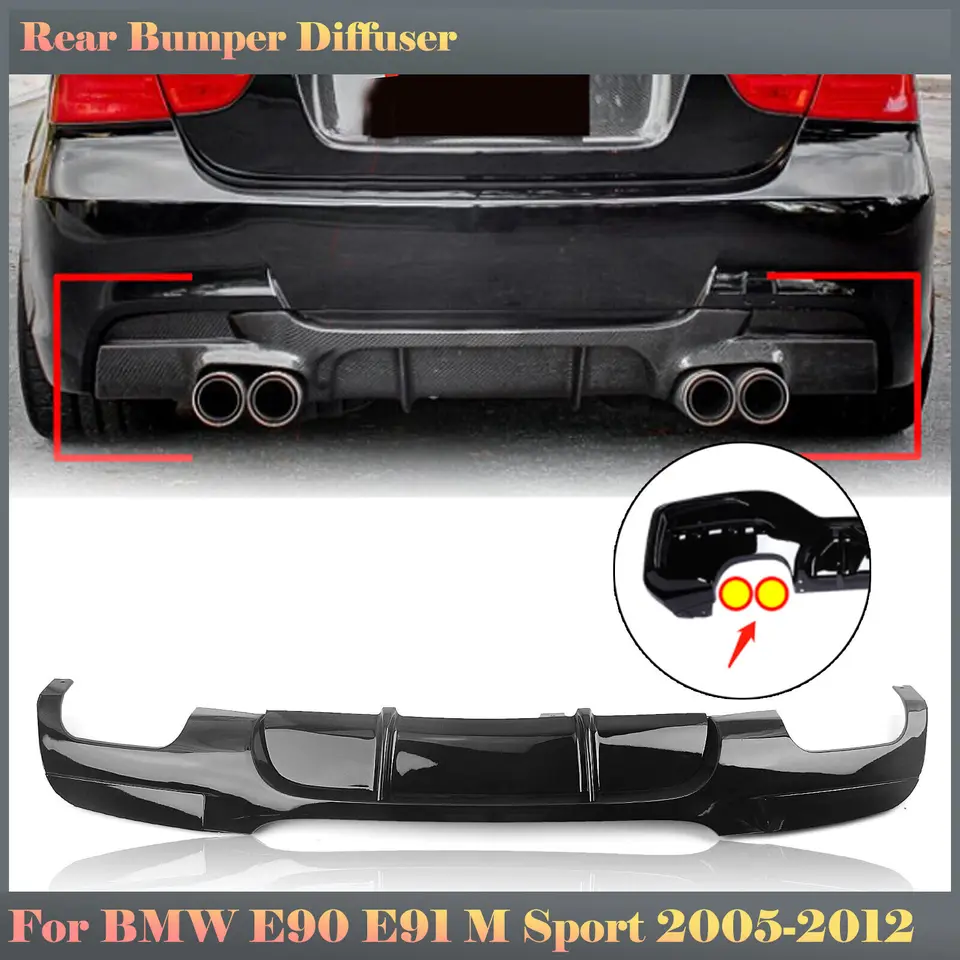 Zadný nárazník difúzora pery pre BMW 3 Series E90 E91 M Tech 2005-2012 Quad Sumon Spoiler Difuser Zadný strážny platnička Auto