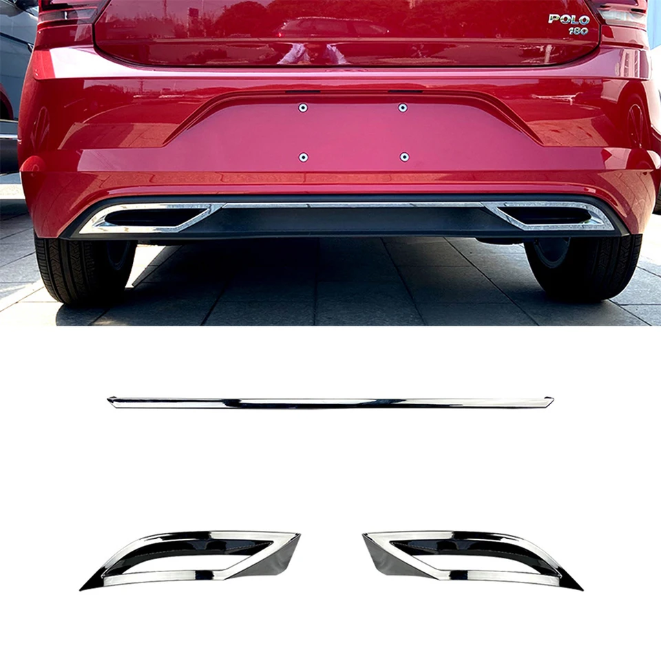 Zadný nárazník difúzora pier na pery vzduchový výstup výtoku výfukového pásma pre obloženie krytu pre Volkswagen Polo MK6 2018 2019 2020 2021
