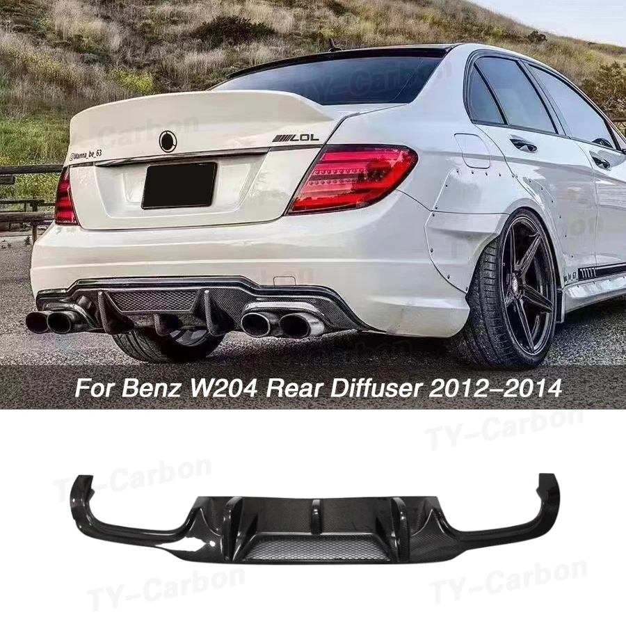 Zadný nárazník z uhlíkového vlákna Difúzovač pieskovníka Splitter Sumpiter s mriežkou pre mriežku pre Mercedes Benz W204 C63 AMG2012-2014