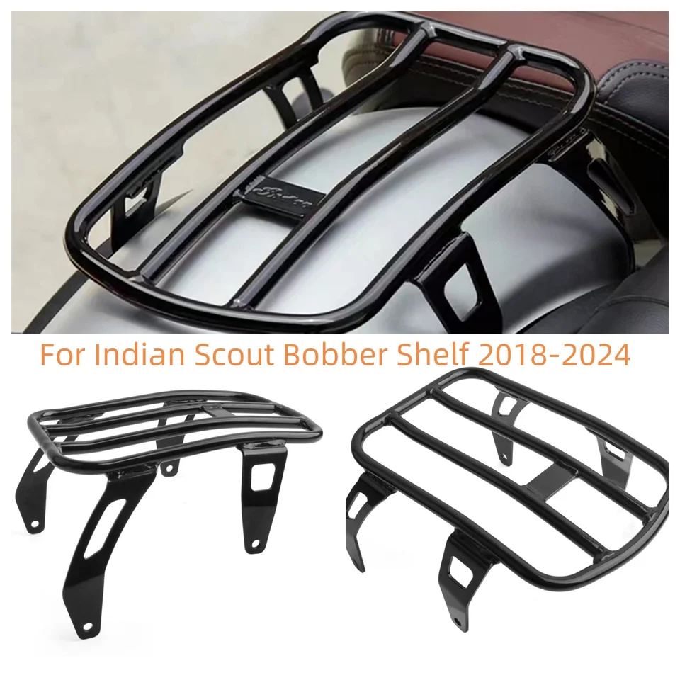 Zadný nízky profil batožinového montážneho stojana Gloss Black pre Indian Scout Bobber Motorcycle Accessory 2018-2024