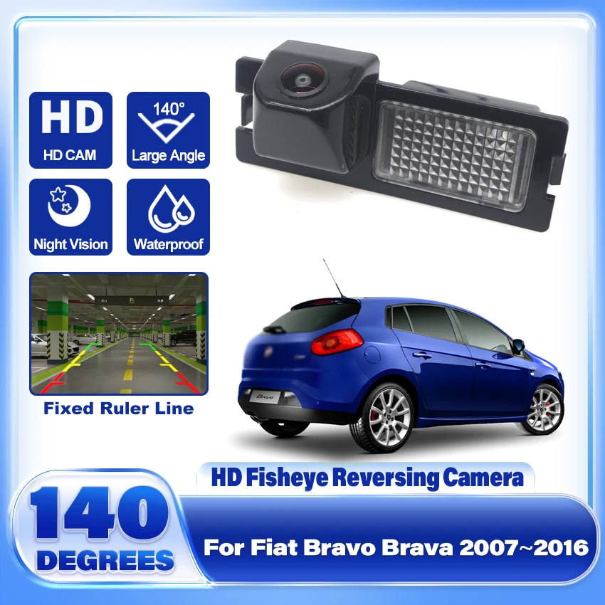 Zadný pohľad na auto pre Fiat Bravo Brava 2007 ~ 2016 CCD NTSC HD Night Vision Zálohovacia kamera Parkovacia kamera 140 ° široký uhol
