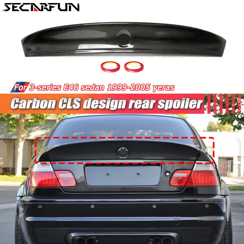 Zadný spojler v štýle uhlíka CLS pre BMW 3 -Series E46 Sedan 4Doors ABS plastový kmeňa Tuning Spiler Lip M3 E46 Príslušenstvo