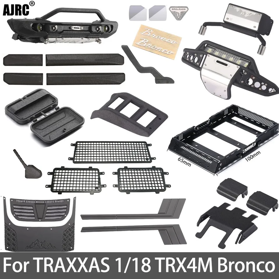 Zadný zrkadlo Bumper Fender Fender Lampshade výfukové potrubie podvozok okenná sieť pre Traxxas Trx4m 1/18 Trx4m Bronco RC Upgrade Part