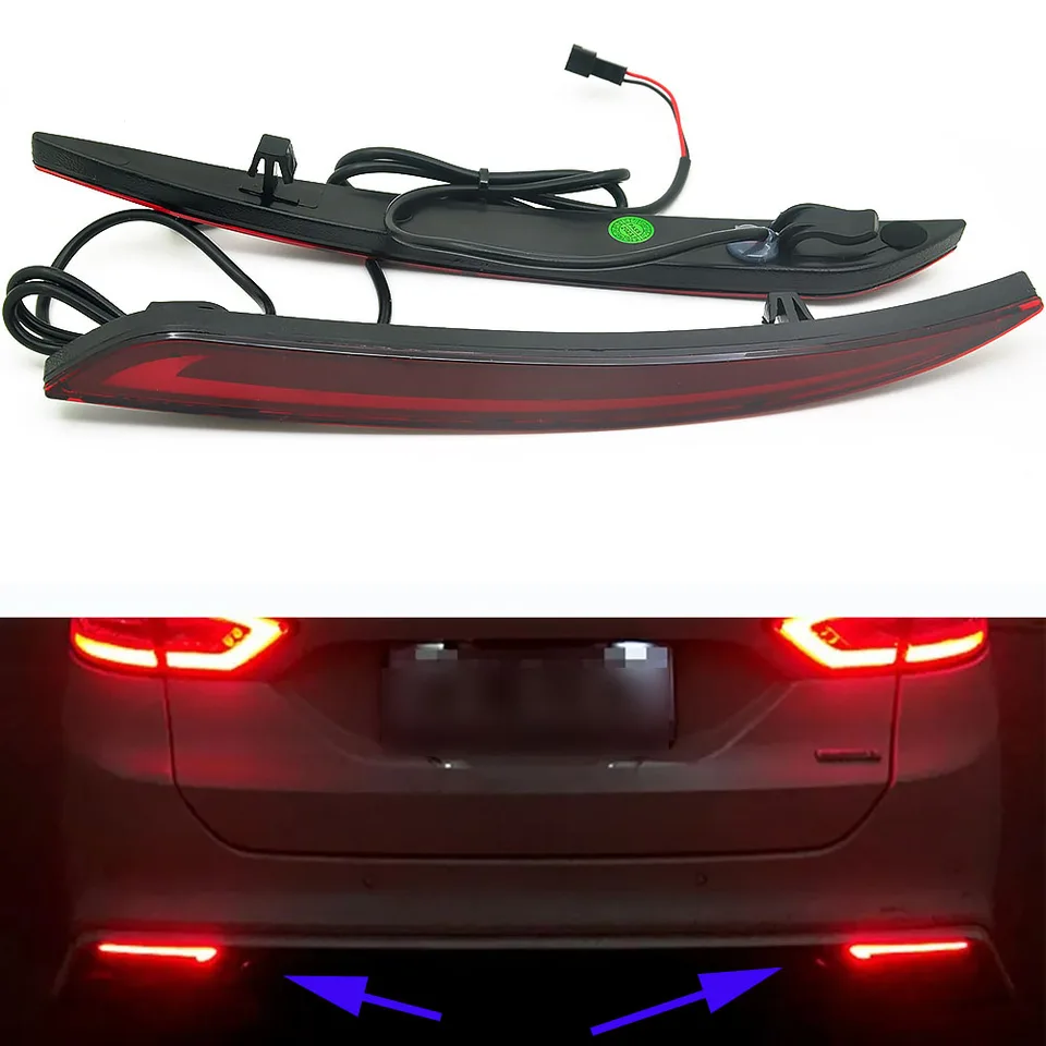 Zadný štýl Červená 3D optická LED zadný nárazník REFLOCK Drivovanie chvostových brzdových osvetľovacích svetiel pre rok 2014 ~ 2016 Ford Fusion Mondeo
