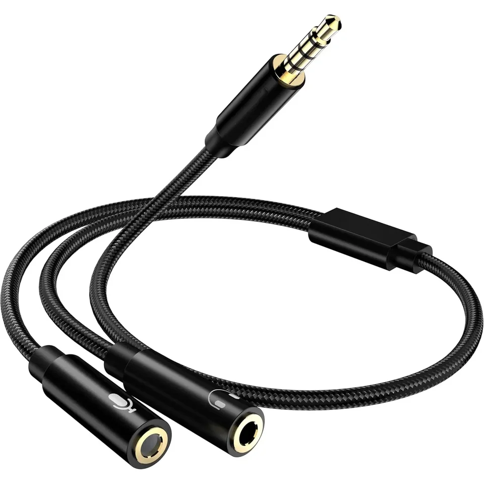 Zadávací mikrofón a adaptér náhlavnej súpravy mikrofón a reproduktor y Splitter Cable 3,5 mm zvukový muž na 2 ženy pre slúchadlá Extense Mobile Audio