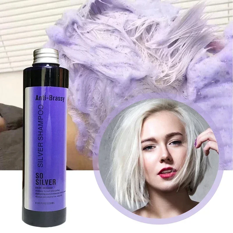Zafarbený farebný zámok pre blond vlasy Žiadny žltý šampón strieborný šampón udržiavajte vlasy sivé eliminujte žltú anti mosadznú dlhotrvajúcu