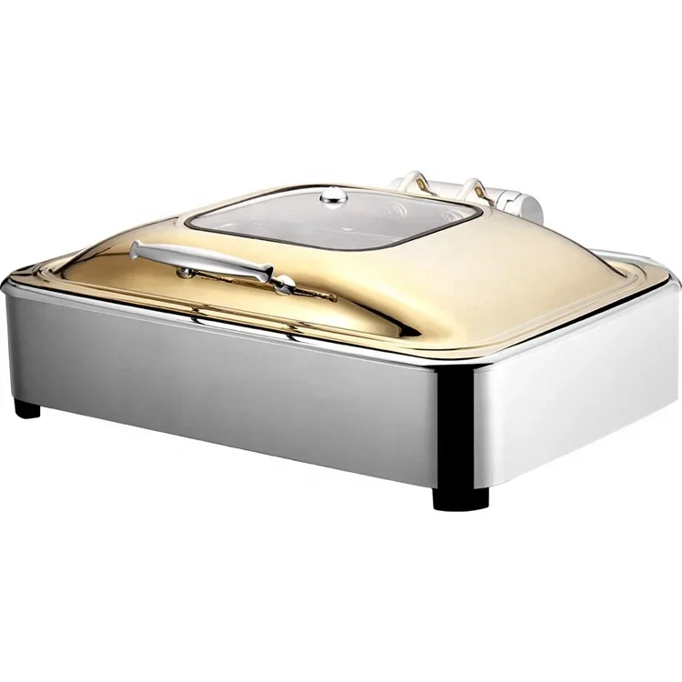 Zahustený ružový zlatý bufet továreň továreň vývod pre zhrubnutie štvorcový bufet kachle z nehrdzavejúcej ocele Buffet Ohrievačka prerupovacie misky