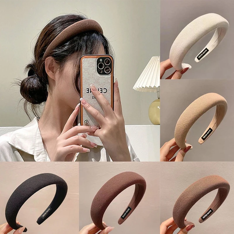 Zahusťuje pevné široké vlasové pásmo pre ženy pre ženy vintage mäkká elastická čelenka dievčatá Ráčko Hairband hlavy Módne vlasové doplnky