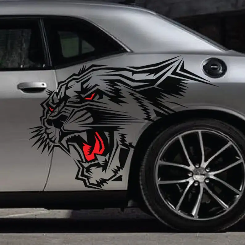 Zahŕňa obidve strany- vozidlo sa hodí k helcar Challenger Tribal Tattoo Vintage Dvere Pickup CAR CARTE VOZIDLA GRAFICKÁ STRANA