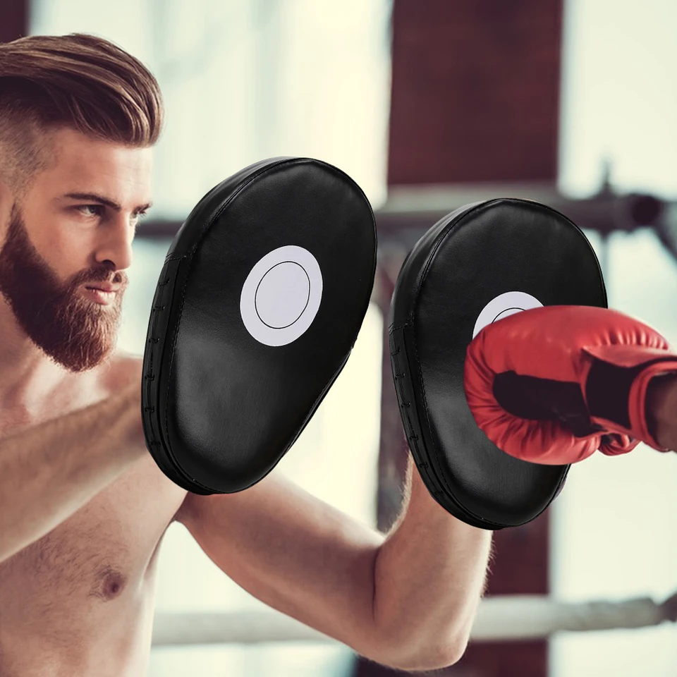 Zakrivené boxerské ruky PU kožené kožené 5-fingové ručné drobné priedušné boxerské podložky Boxing Focus Bad pre výcvik bojových umení