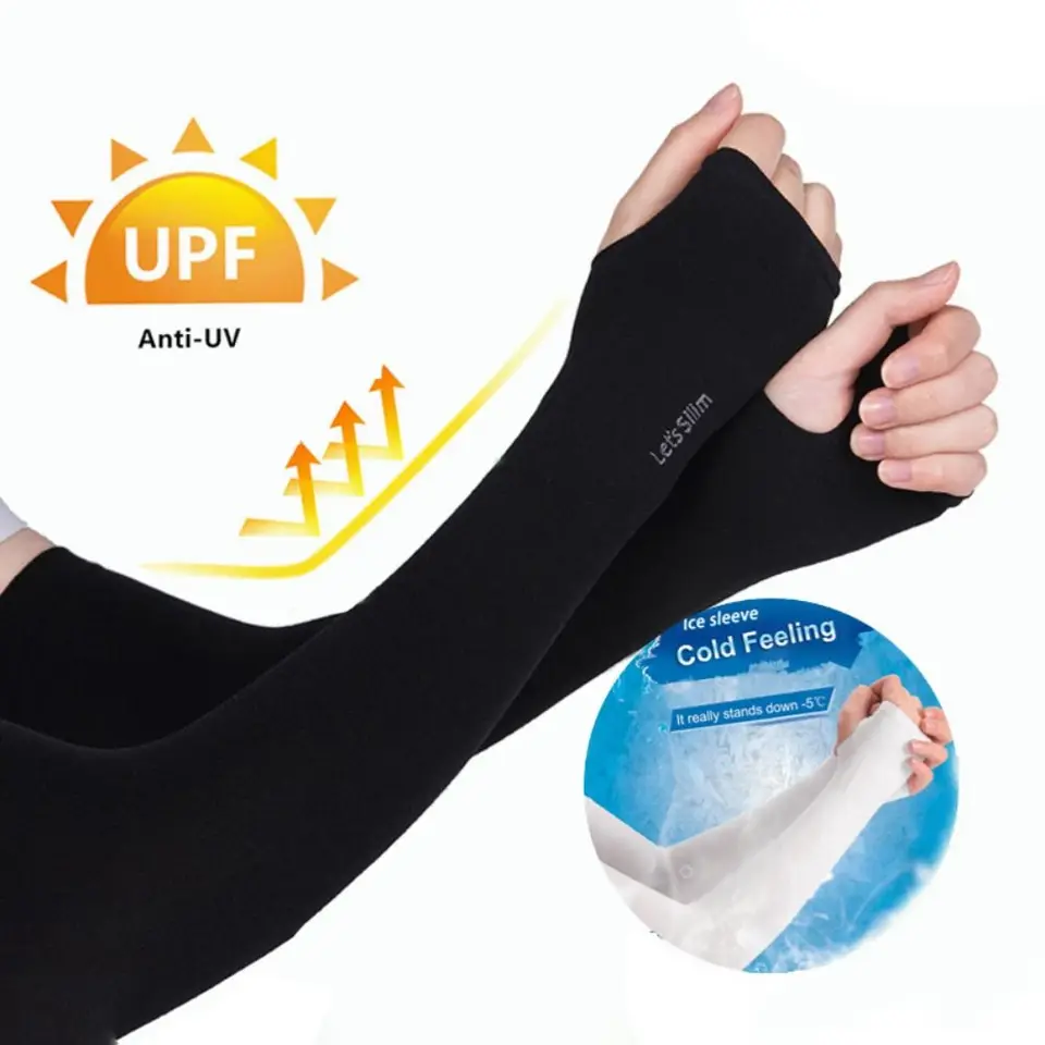 Zameriava letné chladné rukávy rukávy ľadové hodvábne anti-UV dlhé rukávy Anti-sunburn bez prstov rukávy bez rukávov Ženy Men