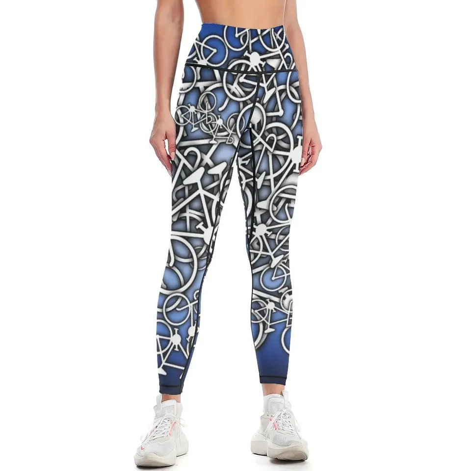 Zamotané v bicykloch 2 - Blue Black Fade Leggings for Girls Legging Sportswear for Gym Dámske legíny
