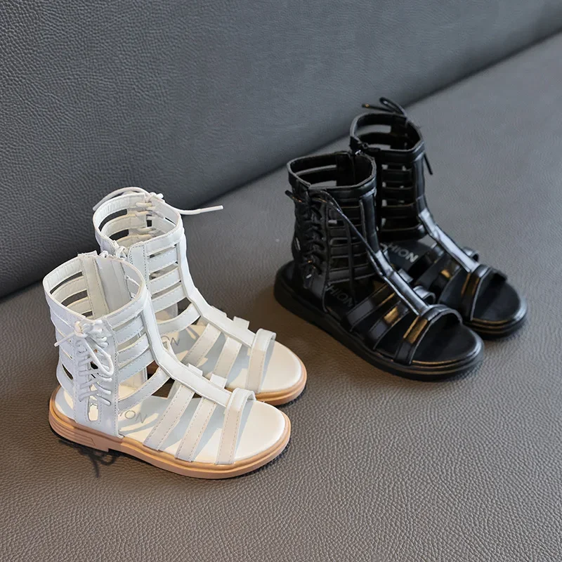 Zapatos niña Kid sandále leto nové dievča rímske sandále Soft Sole Sole Kid Princess Shoe Shoe Big Girl Shoe Kid Shoe Cool topánka ンダル
