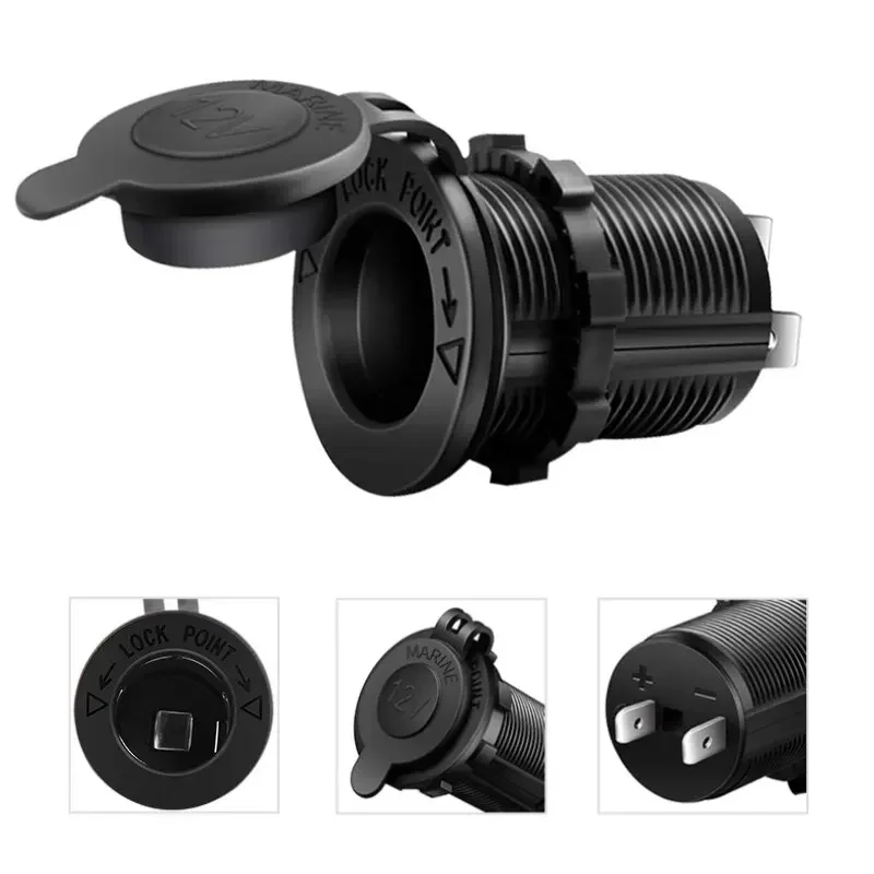 Zapaľovač cigariet na auto 12V 24V vodotesná zástrčka zásuvkový adaptér pre motocyklové nákladné vozidlo RV ATV s drôtom D5