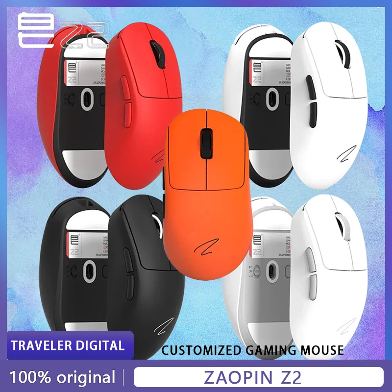 ZAPINE Z2 Wireless Mouse Lightweight 4K PAW3395 Tri-režim Senzor Nordic 52840 FPS Gaming Mouse Office Ergonomics PC PC Gamer Darče