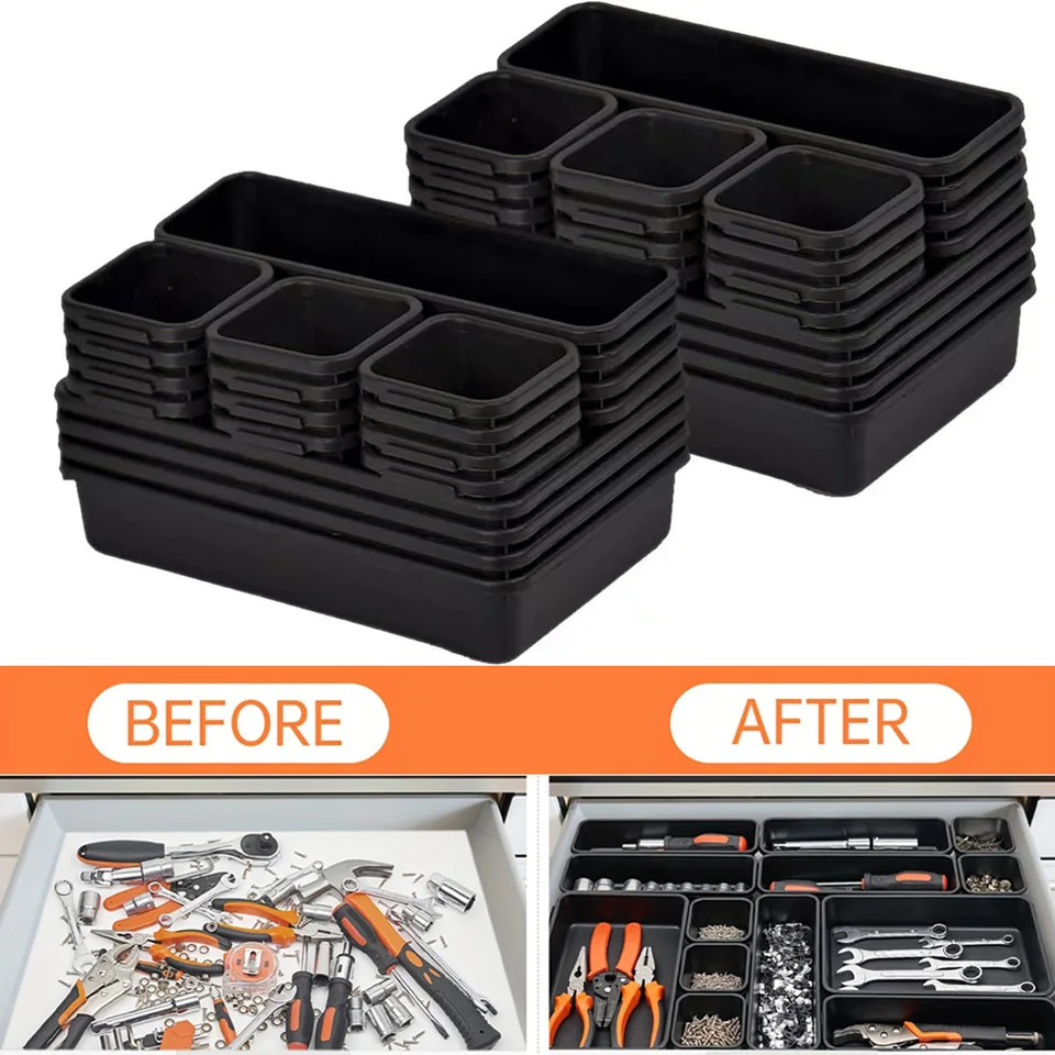 Zasaditeľné súpravy Sada Zásuvka 26/32/45ks Nástroj Nástroj Organizátor Workbench Skrint Bins Bins Hardware Garage Hardware