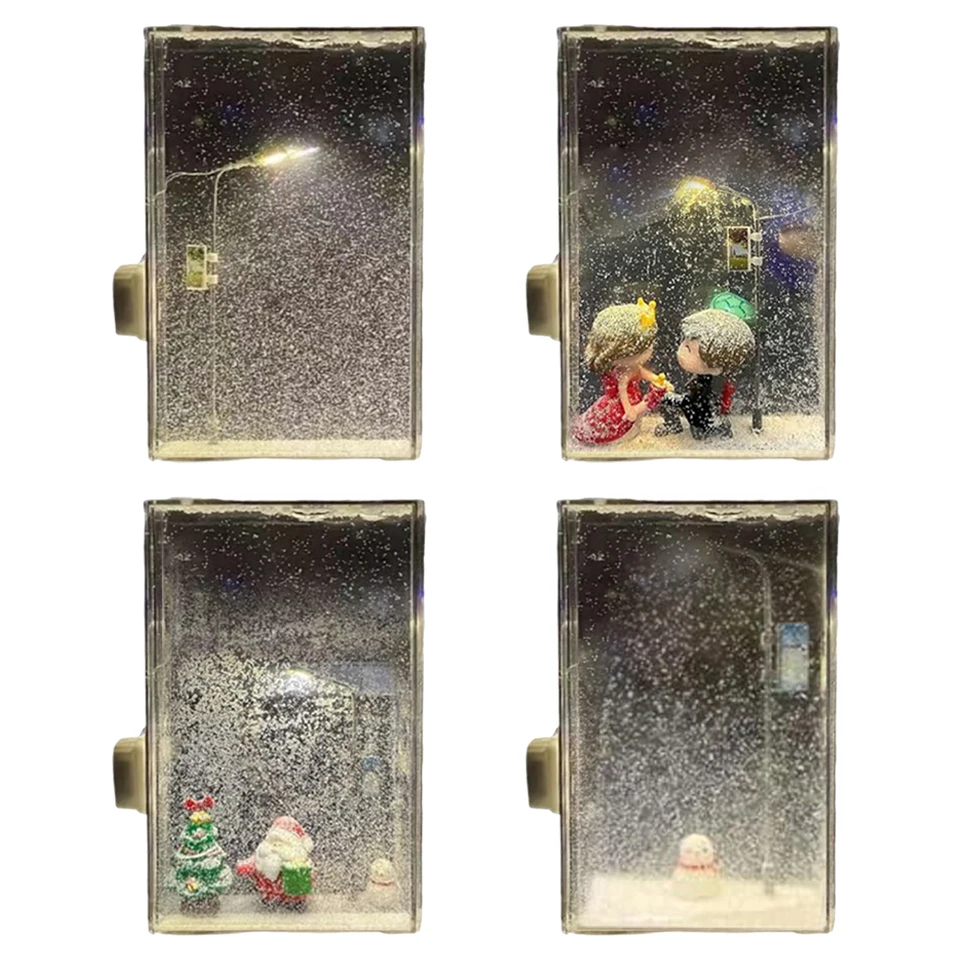 Zasnežená lampa Material balenie snehovej scenérie Nočné svetlo Realistické zasnežené nočné pouličné lampa DIY Quicksand Snowflake Lamp pre deti dospelých