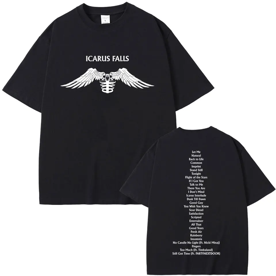 Zayn Nicki Minaj PartyNextdoor Icarus Falls Grafické tlačové tričká Men módne hip hopové tričko mužské vinobranie nadmerne veľké tričká
