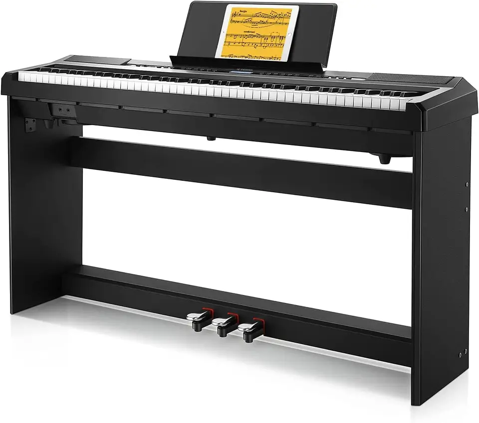 Začiatočník Digital Piano 88 Kľúč v plnej veľkosti vážená klávesnica, prenosný elektrický klavír s nábytkovým stojanom, 3-pedálne u