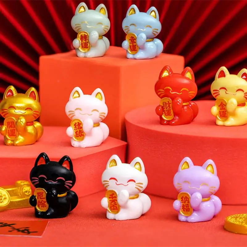 Zbierka mini figúrka Maneki Lucky Feng Shui Cat Figur zberateľná bohatstvo ozdoby Šťastie mačka Maneki neko Fortune Cat