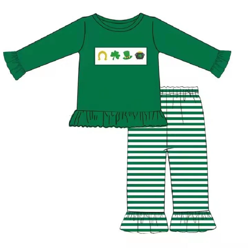 Zbierka St. Parker Green Plaid Plaid Boys Girls Girls s dlhým rukávom oblek baby Onesie súrodenci oblek