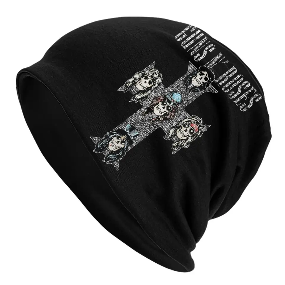 Zbrane n ruže vintage krížové lebky čiapky klobúky jesenná zimná unisex vonkajšia čiapka teplá dvojitá použitá kapota pletený klobúk