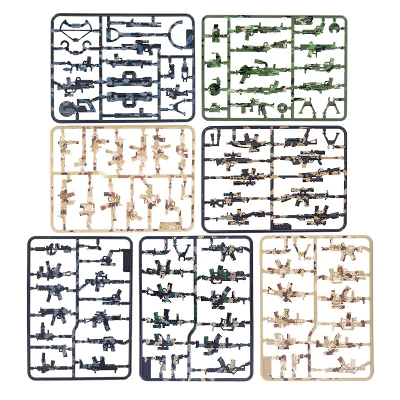 Zbrane vojenského vojaka WW2 Mini akčné figúrky Swat City Guns Arma Moc Army Parts Doplnky stavebné bloky tehly hračky
