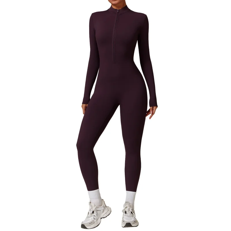 ZC-Zipper Nude Feel Feel Fleece Yoga kombinéza vonkajšie udržiavajte teplú kombinézu bežecká fitness odev8445