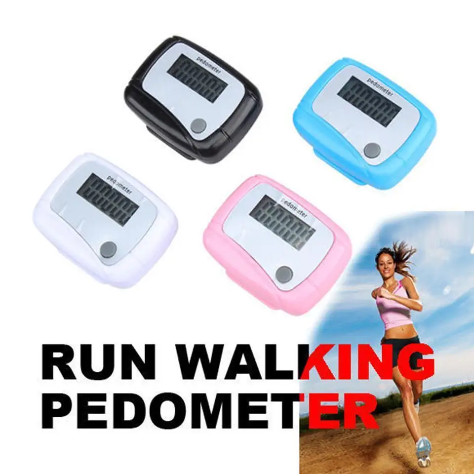 Zdravé športové pedometre LCD Prokometer Krok kalórií pult v pešej vzdialenosti Sport Pedometer vreckový digitálny klip náhodná farba