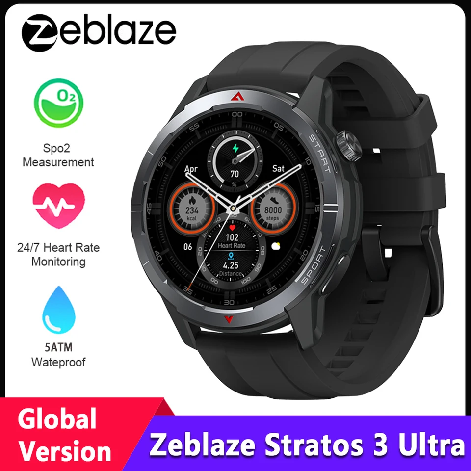 Zeblaze Stratos 3 Ultra Outdoor GPS Smart Watch Men s barometrickým výškomerom s dvoma pásmami GNSS Bluetooth Calling Smartwatch