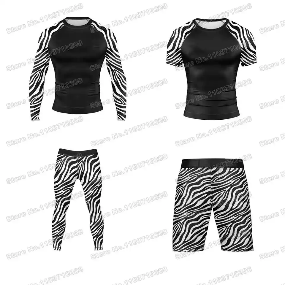 Zebra košele Krátke wwf vyrážky stráže surfovanie Jersey Beach Tirls plavky potápačské telocvične kraťasy mma bjj muži jiu jitsu fitness sety