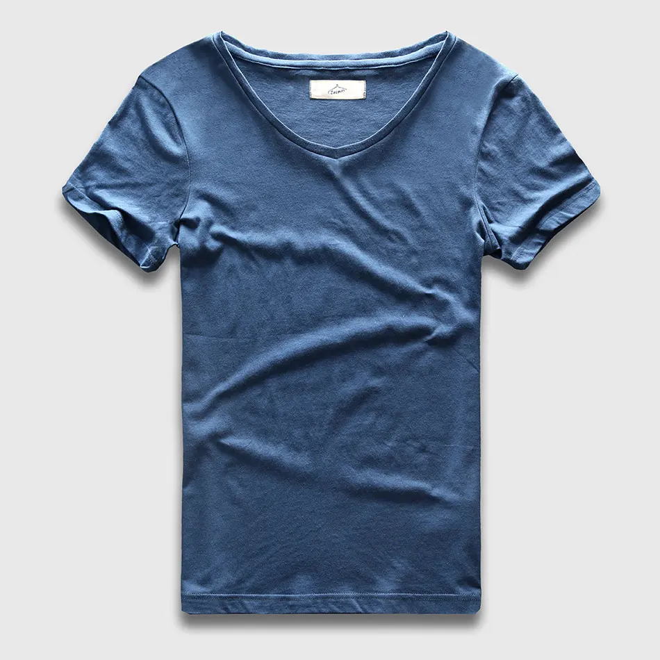 Zecmos 2017 Slim Fit V-NECK Tričko Men Men Basic Plain T košeľa Mužské oblečenie masívne bavlnené Top odpalisko s krátkym rukávom móda