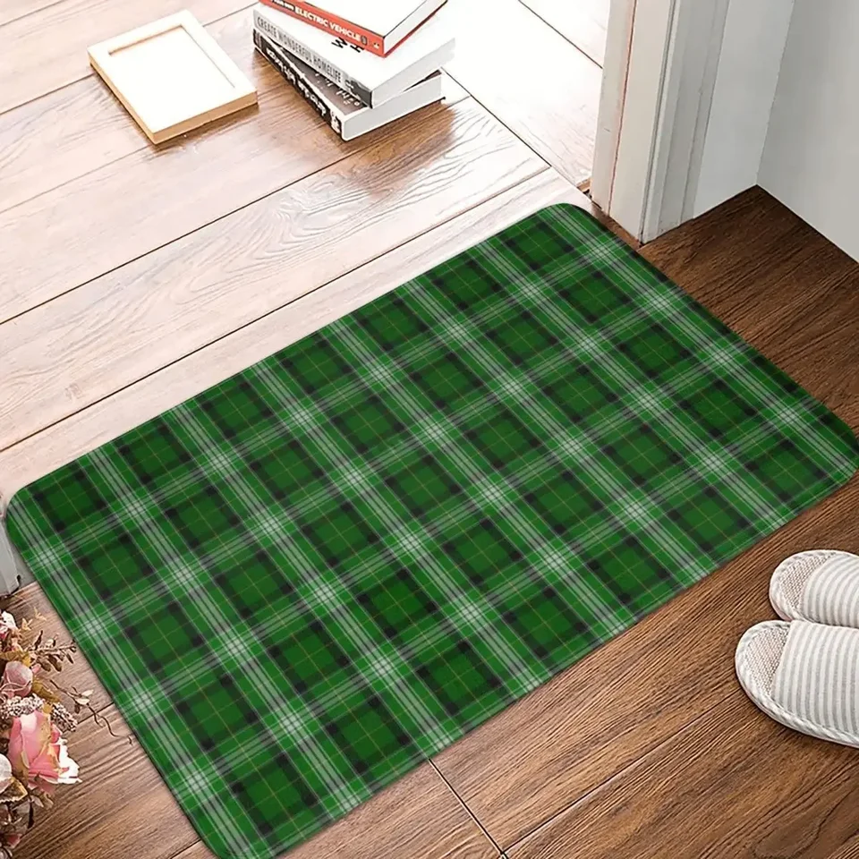 Zelená a biela škótska tartan flanel Plaid Ourmat Koberec koberec koberec Mat Footpad Polyester Neskĺznutie protiozwear vstupnú kuchynskú toaletu