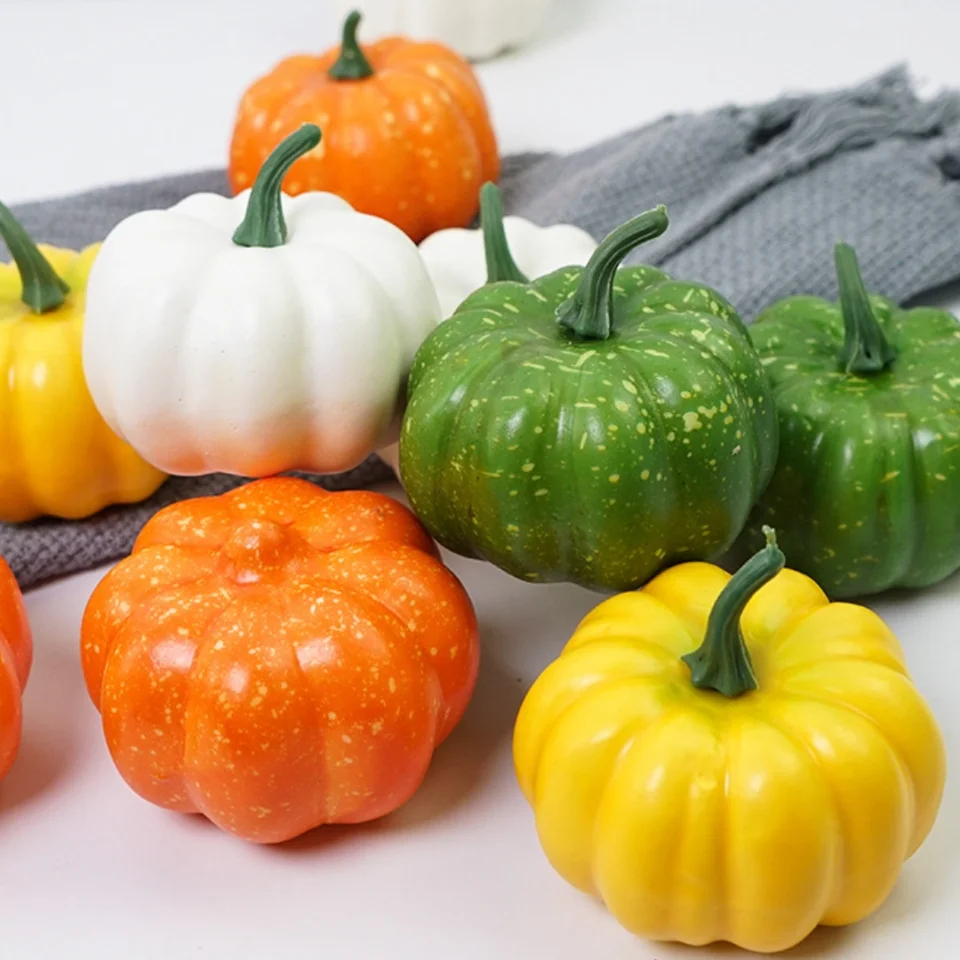 Zelená biela dekoratívna tekvica Jeseň Domáca dekor Falošná mini penová tekvica Halloween Deň vďakyvzdania Zarovina DECORÁCIA DODÁVKY