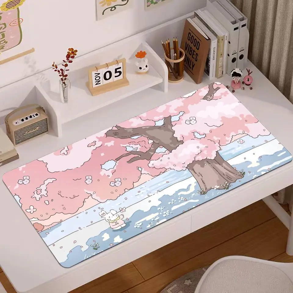 Zelená botanika Anime Desk Accessories Gumber Stitch Mouse Pad 800x300 XXL Anime Seasons Time Notebook Ažná dna Desk Mat podlahová podlaha kawaii králič