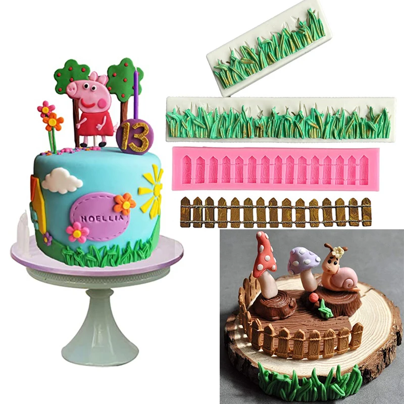 Zelená trávna záhrada Plot Silikón Fondant Fold Cake Cake Lace Decanting Tools Cukor Cear Coar Chocolate Cupcake Border Form