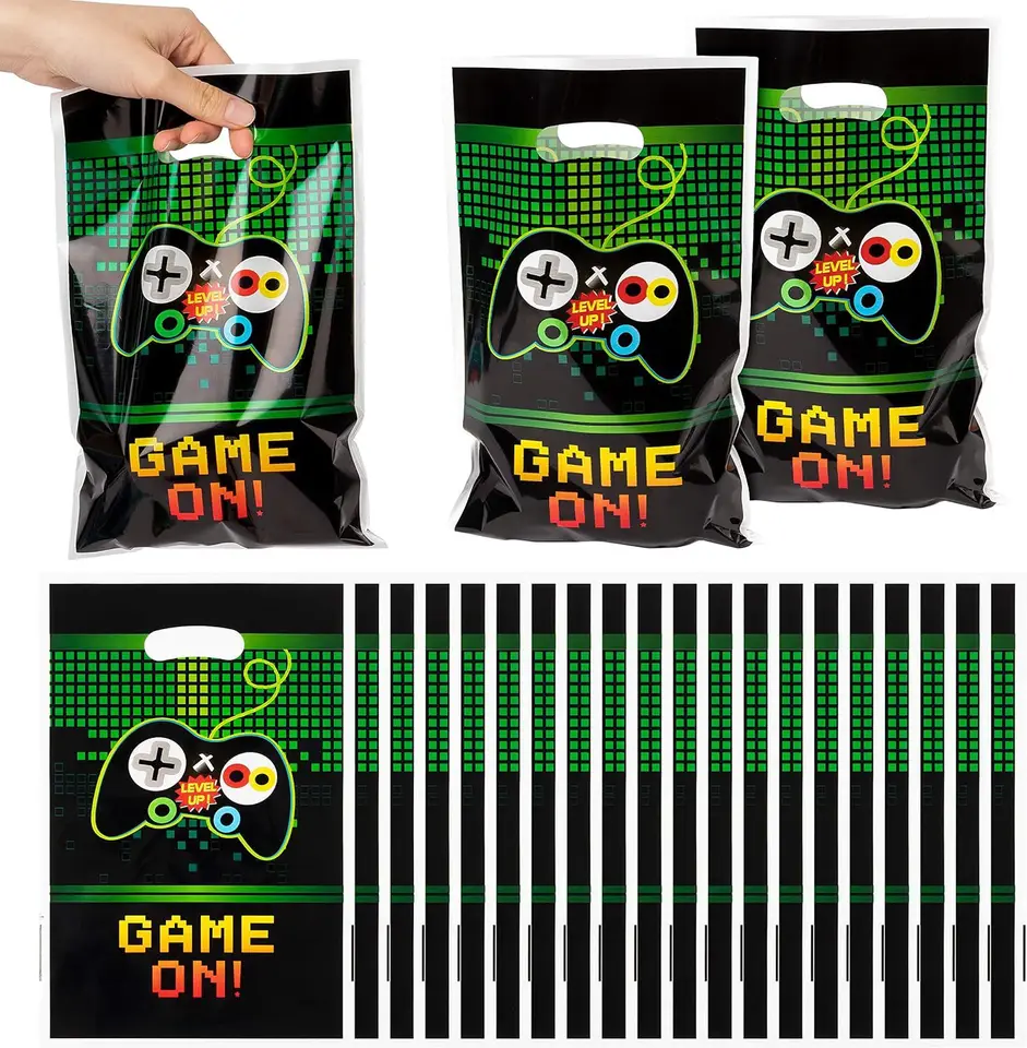 Zelená videohra Darčekové tašky narodeninové oslavy dekorácie hra na goodie tašky Candy Bag Baby Shower Kids