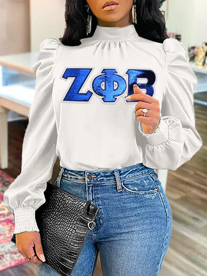 Zeta phi beta sorority Puff Ruckve Blúzka nie je flot