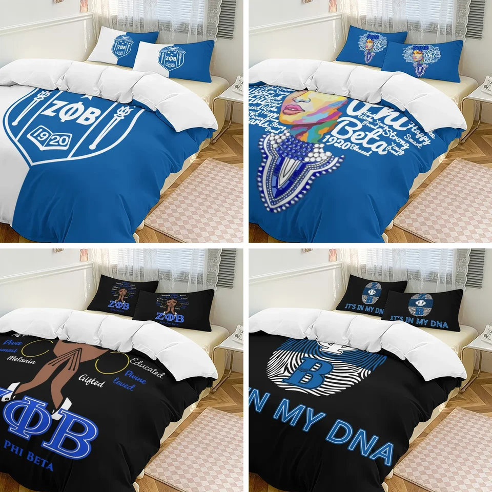 Zeta phi beta Zpb Sorority Bedding Set Boys Dievčatá Dvojitá kráľovná veľkosť obliečky na obliečka na vankúš