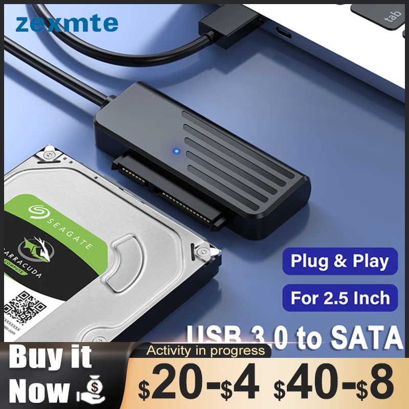 Zexmte SATA na kábel USB 3.0 pre 2,5 palca externý prenos hraných jednotiek HDD SSD prenosu do 6 Gbps USB 3.0 do adaptéra káblov SATA III