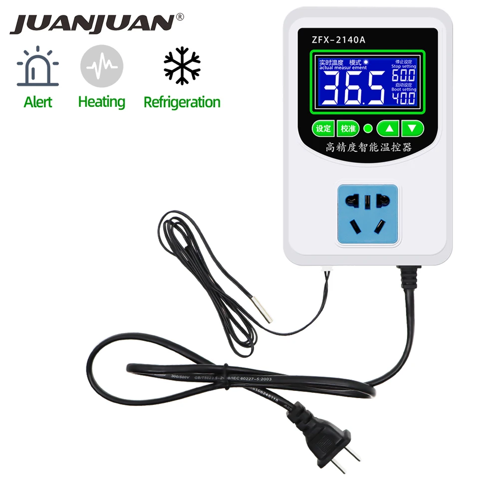 ZFX-2140A digitálny mikropočítač Thermostat 2200W-3500W prepínač regulátora teploty Termostat EÚ zástrčka