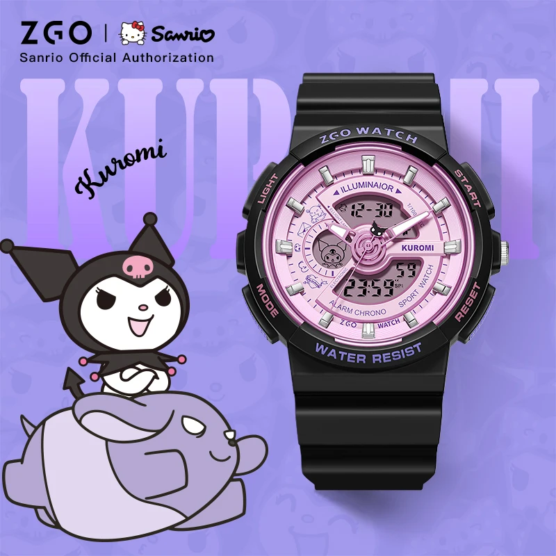 ZGO X KUROMI DIGITAI Watch for Kids Junior High School Student Sports Witerproof Girls Girls 8573