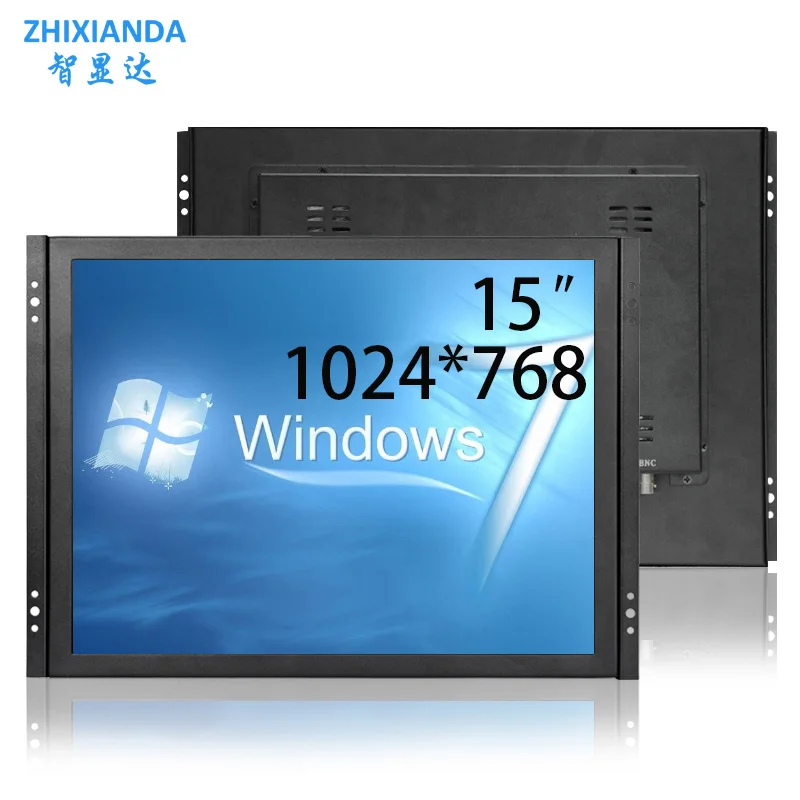 Zhixianda Open Frame Monitor 15 palcov 1024*768 Square Screen 4: 3 Displej priemyselnej triedy s rozhraním DVI HDMI VGA