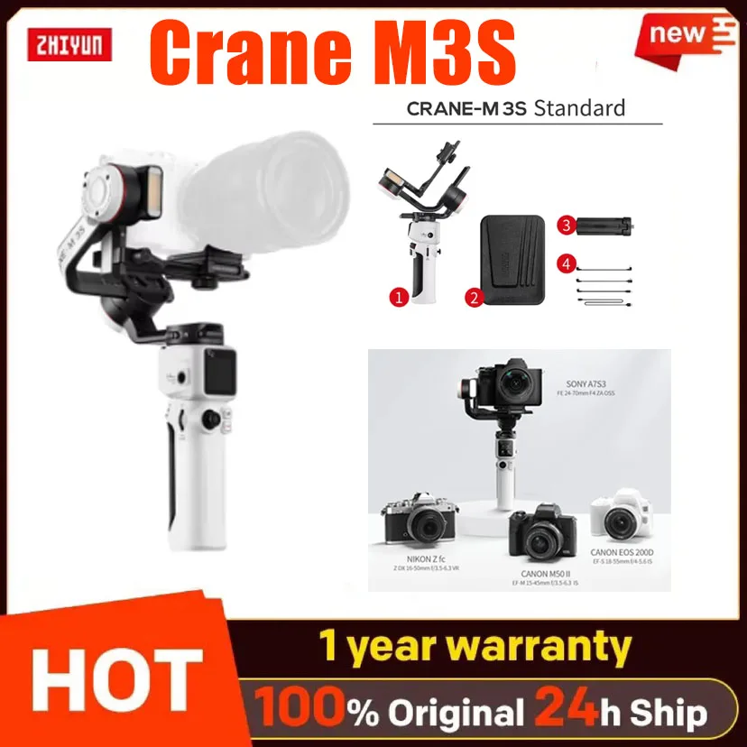 Zhiyun Crane M3S Gimbal rukoväť Stabilizátor kamery Rýchle uvoľnenie pre zrkadlové fotoaparáty telefón pre spoločnosť Sony pre Canon iPhone