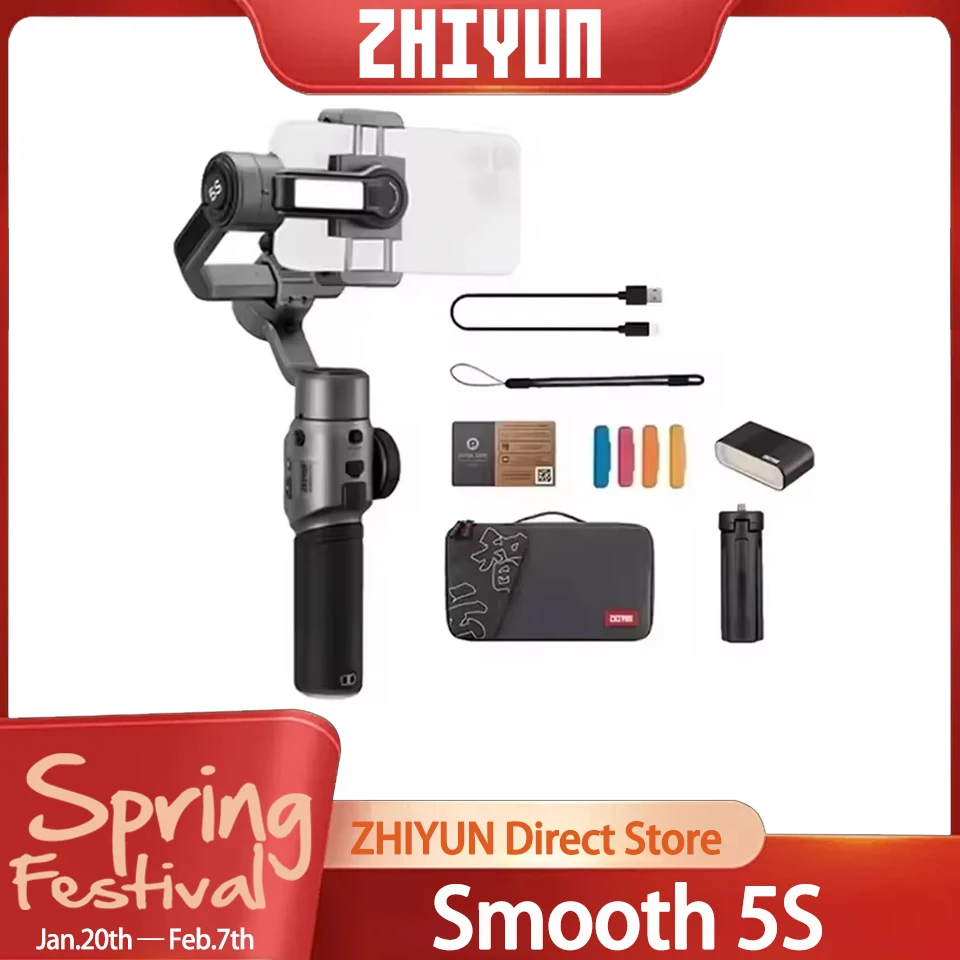 Zhiyun Smooth 5S Runheld Stabilizer 3-os smartphone Gimbals Selfie Stick pre iPhone 14/13 Pro Max Samsung Huawei Xiaomi