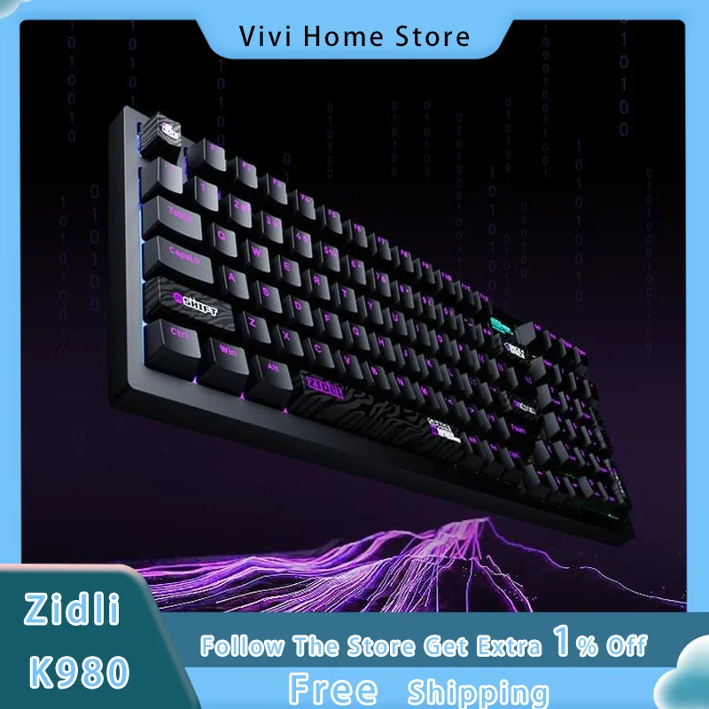 ZIDLI K980 Magnetická osi Klávesnica prispôsobená mechanická klávesnica Self-rozvinutý vodič 98 Kľúčový káblové elektronické športy Game Klávesnica