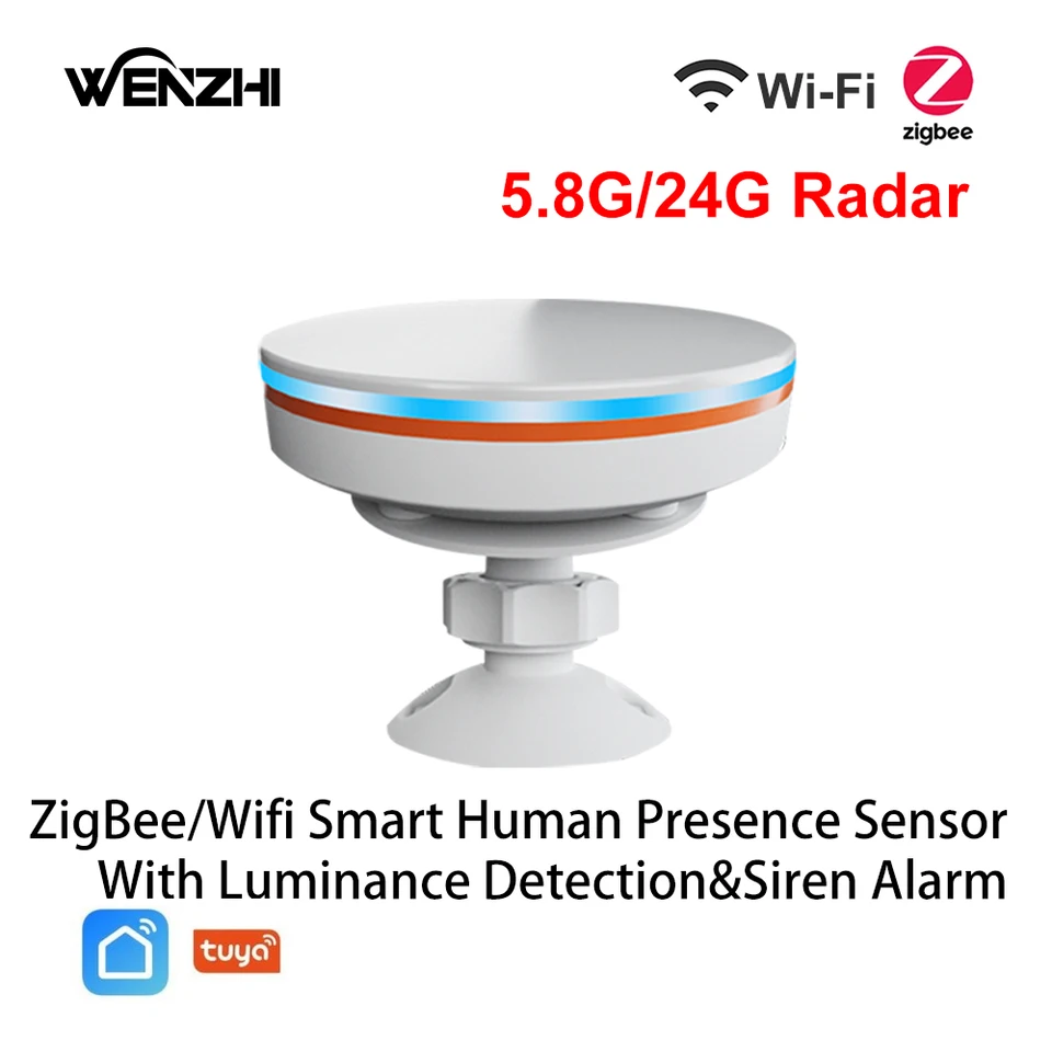 Zigbee 3.0/wifi senzor ľudskej prítomnosti 5V Mmwave Radar s alarmovým pohybom sirény Lux detekcia TUYA/SMART LIFE HOME AUTOMATION DIY