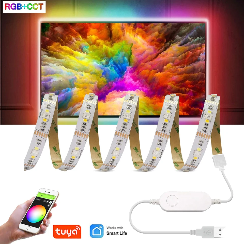 ZIGBEE WIFI RGBCCT 50502835 LED SLIP LIGHT TUYA APP VOLE SMART CONTROL 5V USB Power LED dióda pásky pre televízne podsvietenie dekorácie